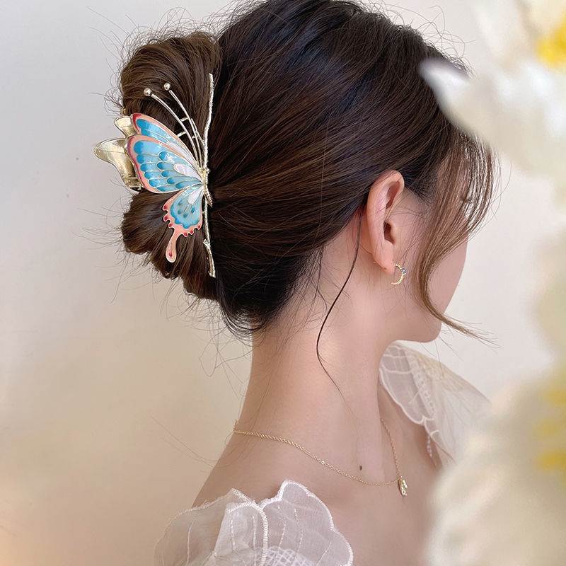 Kẹp tóc Haimeikang kim loại hình bướm phong cách retro cho nữ