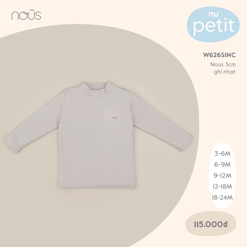 Áo cổ Nous Petit 3cm ghi nhạt (mới) (3-24 tháng)