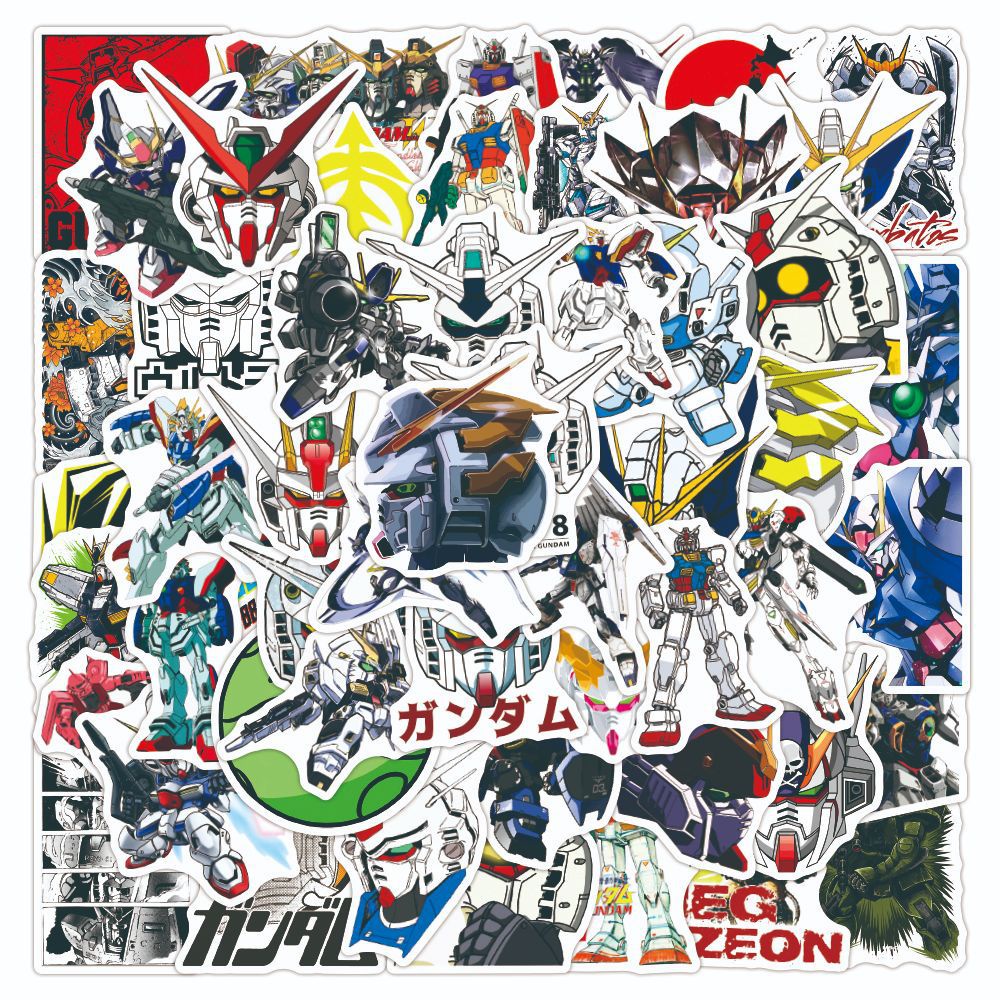 Set 50 Sticker Hoạ Tiết Anime GUNDAM Độc Đáo Để Trang Trí