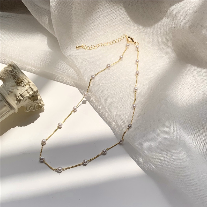 SUXI Vòng choker đính ngọc trai xinh xắn thời trang Hàn Quốc