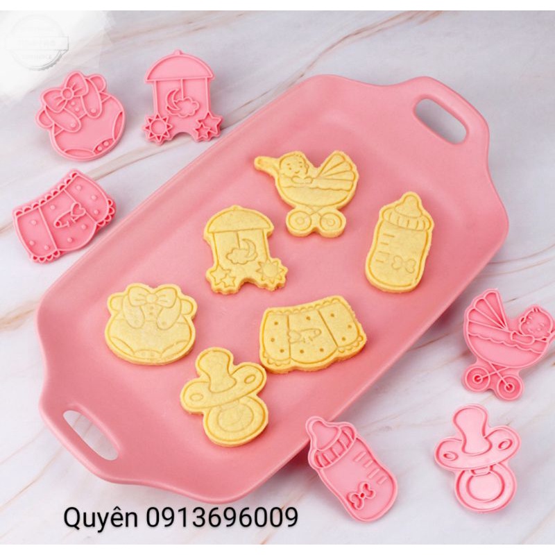 Bộ khuôn bánh quy, bánh qui, bánh cookies, cookie ĐỒ SƠ SINH 6 mẫu