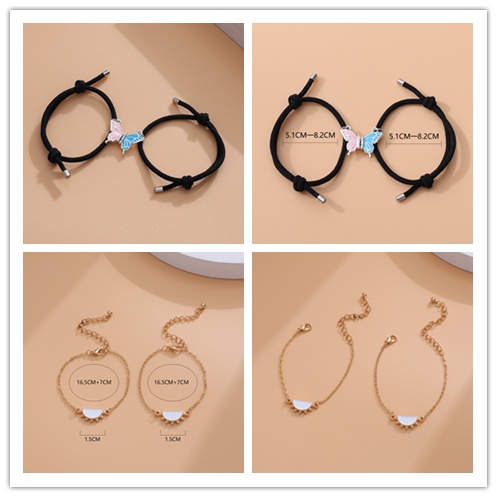 1 Cặp Vòng Tay Dây Bện Mặt Hình Mặt Trời/Bướm Cổ Điển Dễ Điều Chỉnh Thời Trang Unisex