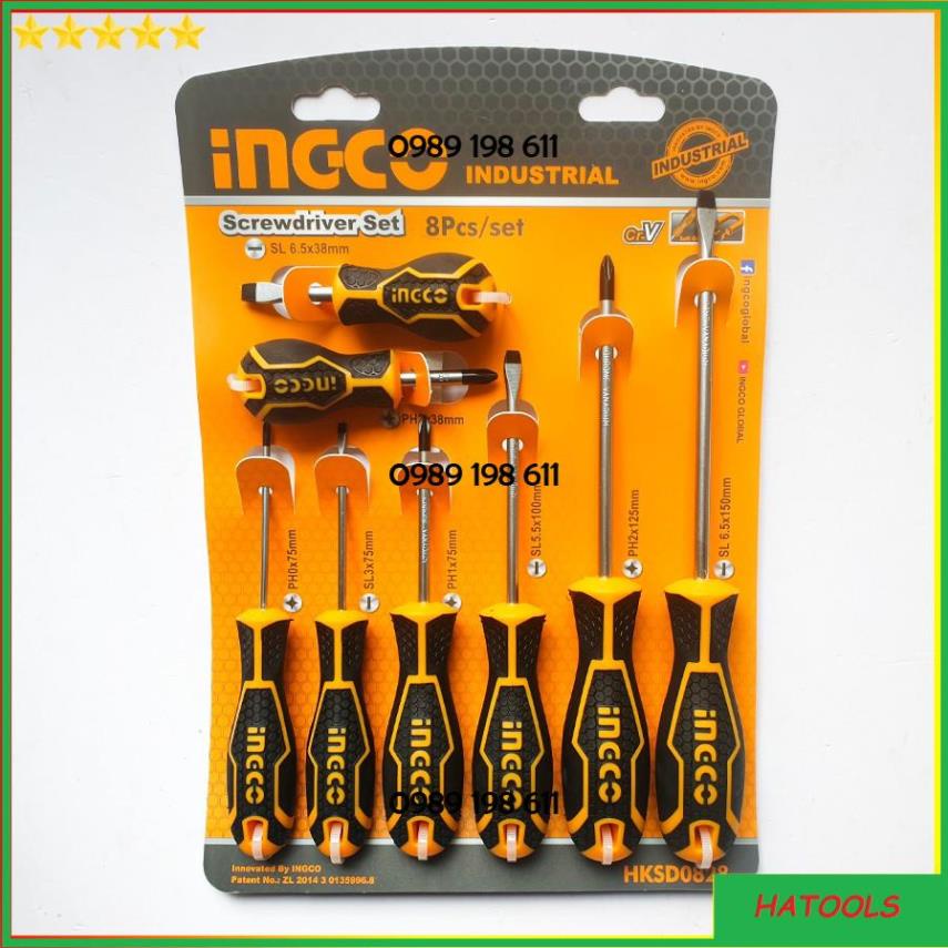 Bộ 8 tua vít dẹp và bake Total Ingco Bộ tuốc nơ vít chất liệu CR-V chịu nhiệt 1234