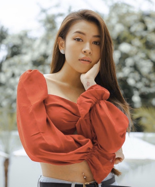 ÁO CROP NƠ NGỰC TAY BO CHẤT LỤA CỰC ĐẸP KT