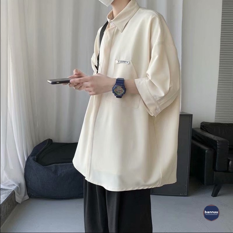 Áo sơ mi from rộng thời trang sơ mi nữ form rộng phong cách Hàn Quốc áo sơ mi nam sơ mi nữ tiếng Nhật áo sơ mi cộc tay nam