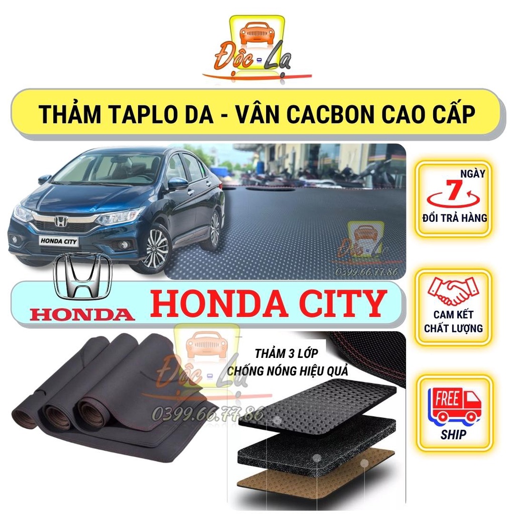 Thảm taplo Honda City 2015 - 2022 vân Cacbon 3 lớp cao cấp, chống nóng, bảo vệ ô tô hiệu quả