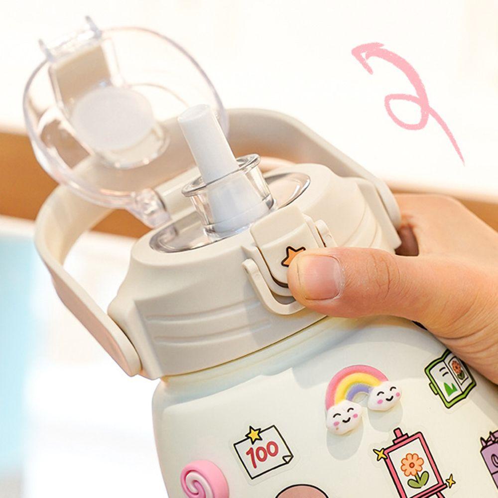 Bình Nước Thể Thao 1000ML Có Ống Hút Họa Tiết Hoạt Hình Dễ Thương