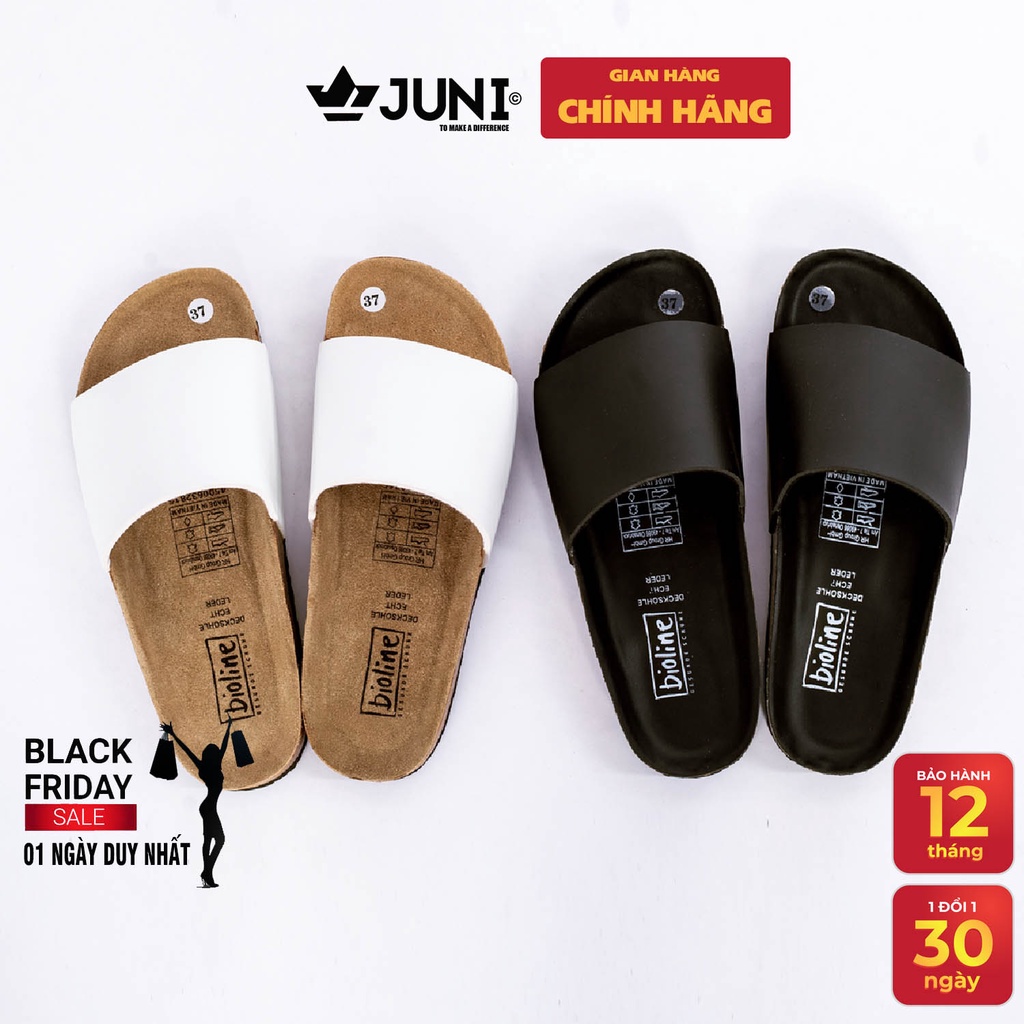 [DA PU-CHỐNG NƯỚC] PU05- Dép sandal quai ngang đơn Unisex da PU, đế trấu Bioline Birken - Xuất khẩu châu Âu - Juni Store