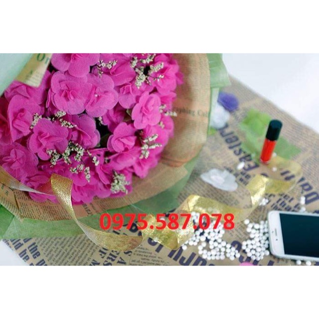 Hoa giấy lụa hồng đậm