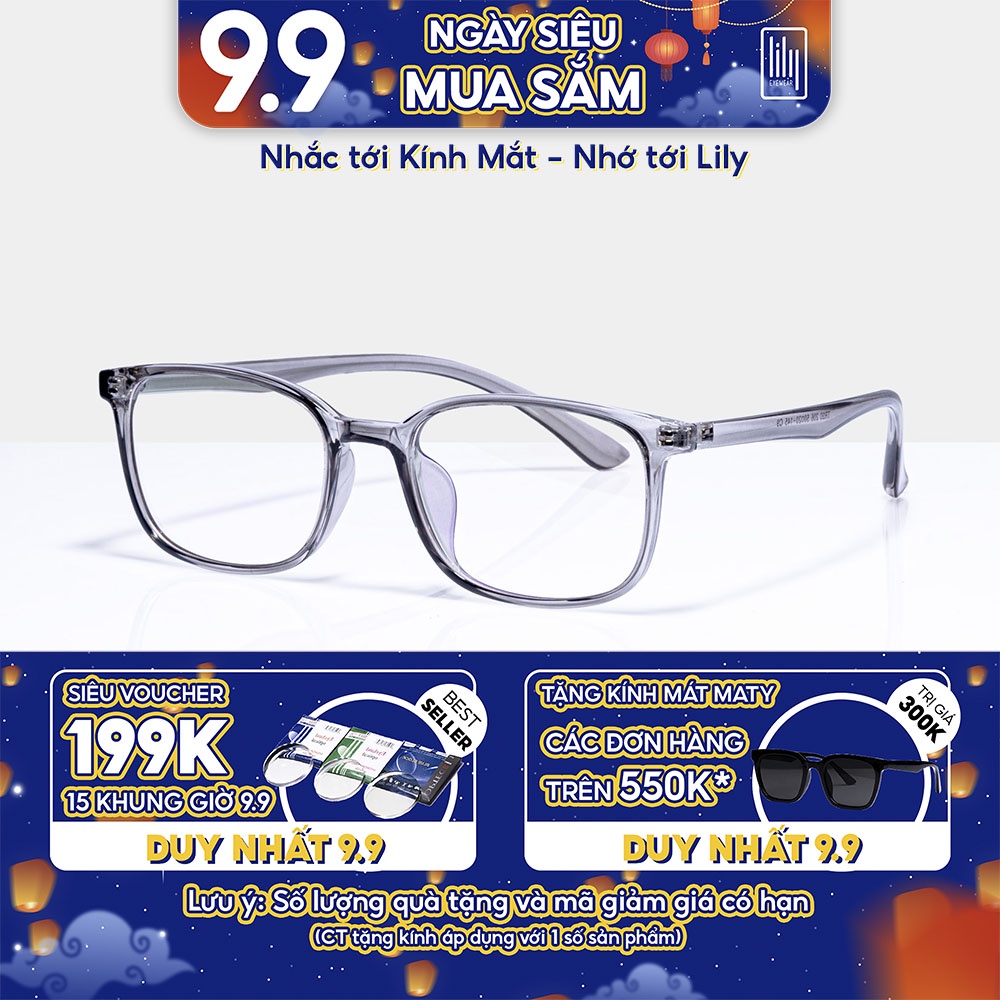 Gọng kính Lilyeyewear nhựa dẻo kiểu dáng hàn quốc thời trang nam nữ 206
