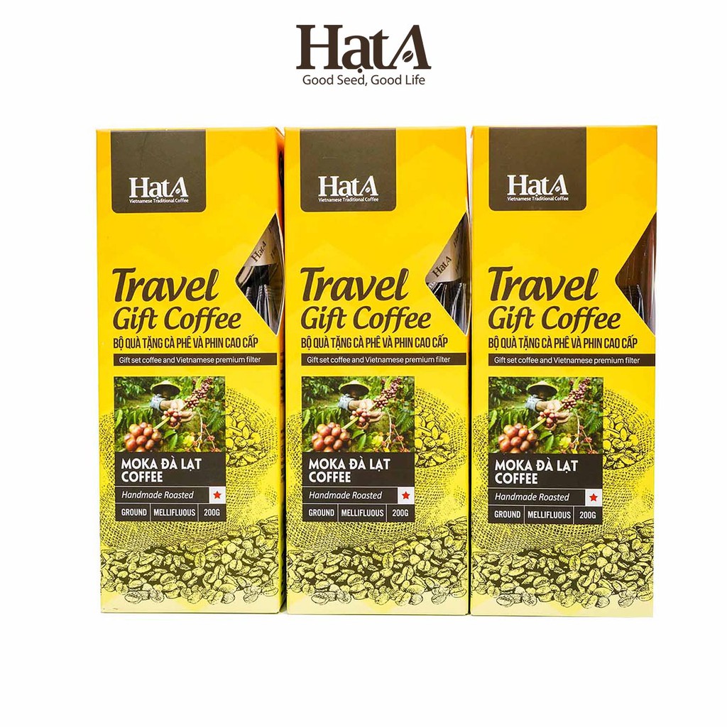 Cà phê rang xay Hạt A Cafe Travel Gift Coffee 100% hạt Arabica nguyên chất Moka Đà Lạt 200gr