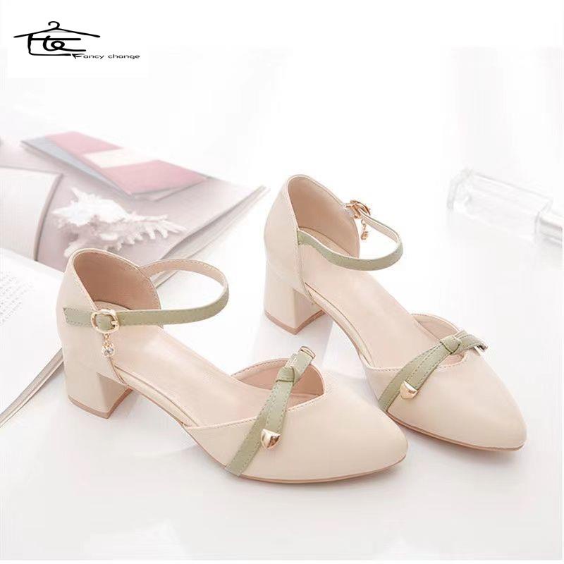 Giày Sandal Cao Gót Đế Dày Hở Ngón Cài Khóa Dễ Phối Đồ