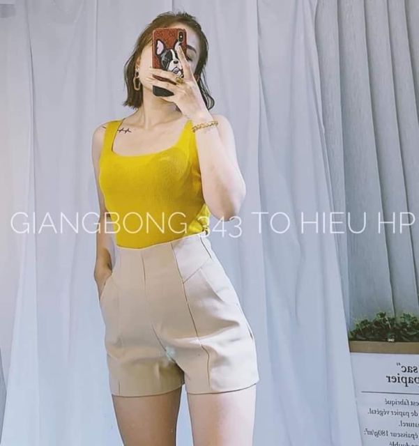 Quần Sooc Nữ Vintec Cạp Cao Túi Vuông Hàng Chuẩn Xịn Loại 1