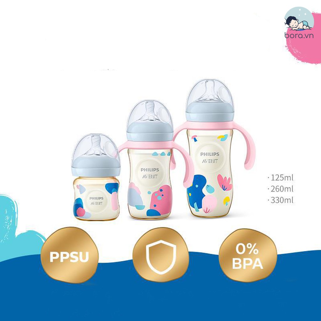 Bình sữa Avent Natural PPSU 125ml 260ml 330ml [Được chọn núm 0 - Y][Cam kết chính hãng 100%]