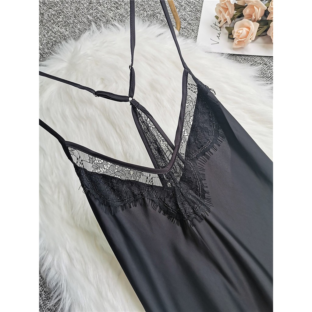 ♥️[Q11.HCM] ♥️[LL190]Váy ngủ lụa satin Quảng Châu - Đầm ngủ sexy phi lụa phối ren - Cô chủ nhỏ chuyên sỉ