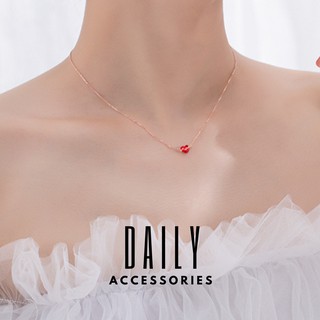 Dây chuyền hình trái tim đỏ - Vòng cổ hình trái tim đỏ đính đá Hàn Quốc Daily Accessories