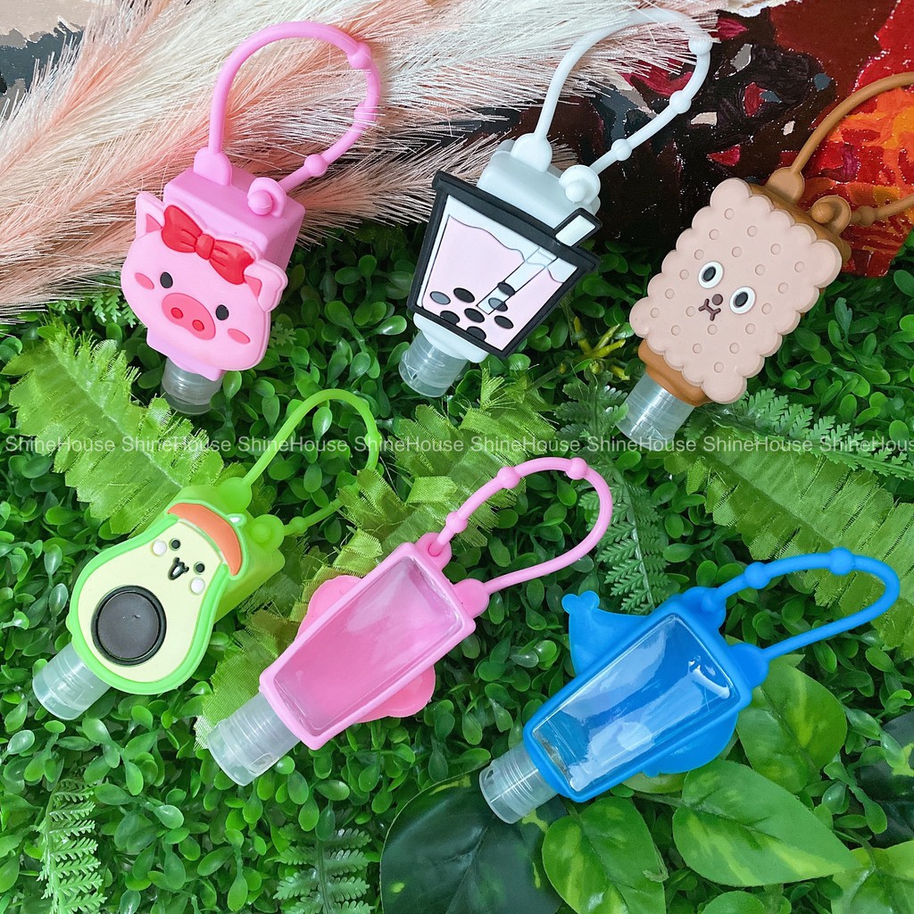 [Hình Ngẫu Nhiên] Chai Lọ Chiết Gel Rửa Tay Silicone Sắc Màu Cute 30 Ml Có Dây Treo Tiện Lợi - Shine House