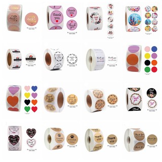 [Nhiều Mẫu] Cuộn 500 Tem Dán Chữ Thank You Với Nhiều Mẫu Đẹp (đường kính 2,5cm)