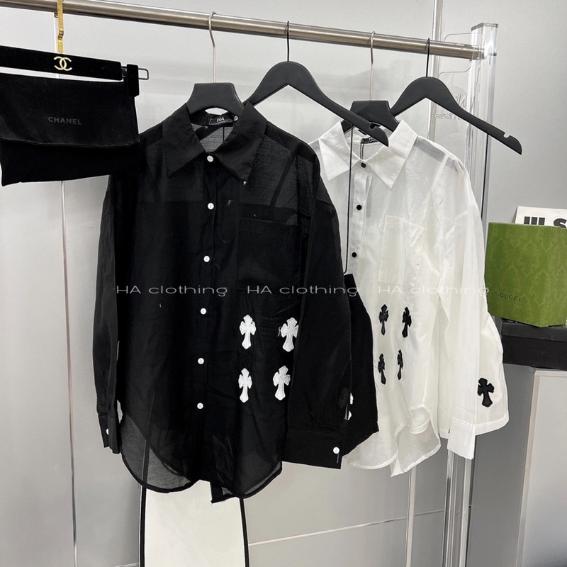 Set Sơmi 2 Màu Trắng Đen Áo Trong Áo Ngoài Kèm Quần