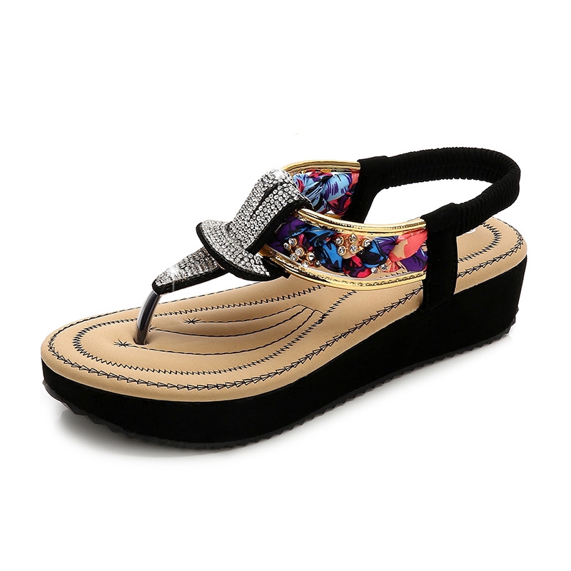 IELGY Dép sandal  đế bằng mũi tròn thoải mái hợp thời trang dành cho phái nữ 3cm size 35-4
