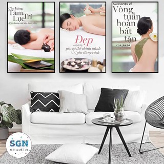 Tranh spa thẩm mỹ viện Bộ 3 hình ảnh sắc nét chất liệu FOMEX tấm cứng siêu nhẹ độ dày 5LI kích thước 45x60x3