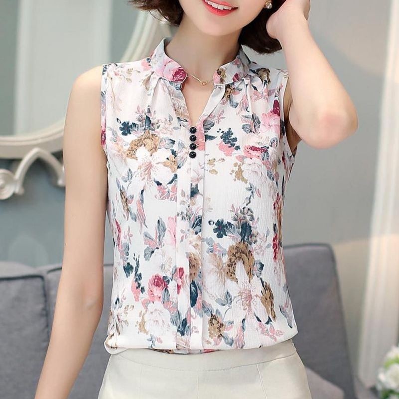 Áo Chiffon không tay cổ V thời trang | BigBuy360 - bigbuy360.vn