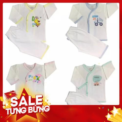 (Hàng loại 1) Combo 3 Bộ Quần Áo Tay Dài Trắng JOU (100% Cotton Cao Cấp)