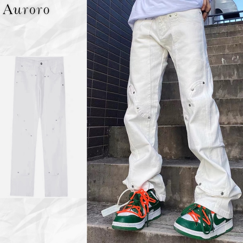 Quần jean ống loe thời trang Màu Trơn quần jean nam đẹp hiphop oversize simple quần jean baggy unisex from rộng quần jean bé trai
