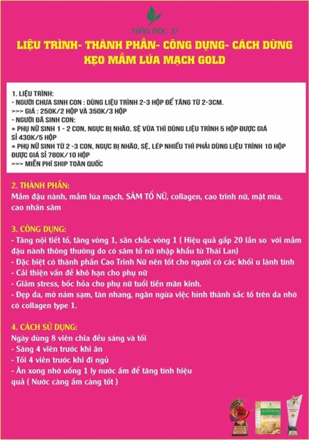 sỉ 5 hộp kẹo mầm lúa mạch gold của Thảo Mộc 37 | BigBuy360 - bigbuy360.vn