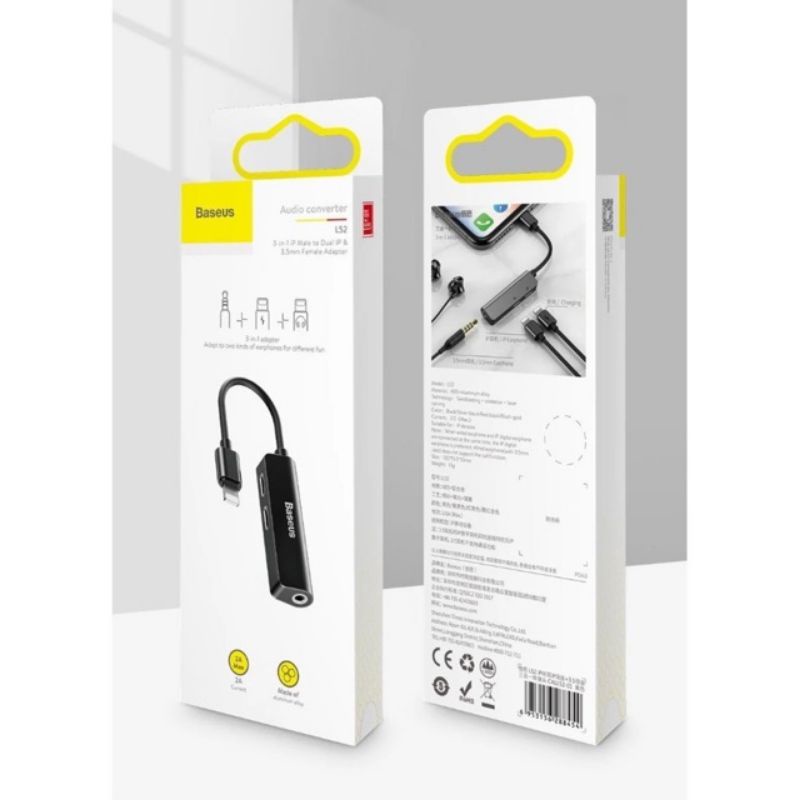 [Baseus L52]Bộ jac chuyển đổi vừa sạc vừa nghe nhạc 1 đầu ra 3 đầu 1 đầu 3.5 mm 2 đầu