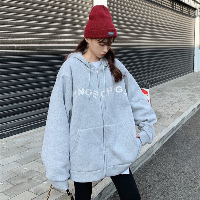 Áo Khoác Hoodie Tay Dài Dáng Rộng Trẻ Trung Năng Động Hợp Thời Trang