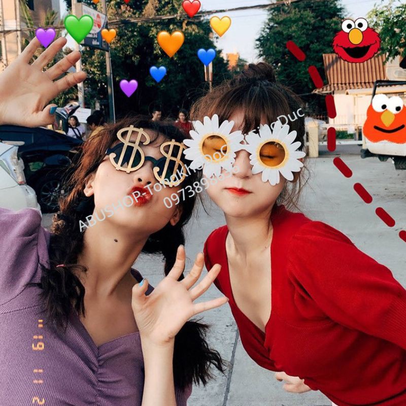Kính mát thời trang cute độc đáo -  Kính mát cho bé và gia đình họa tiết sinh nhật, sự kiện, dã ngoại