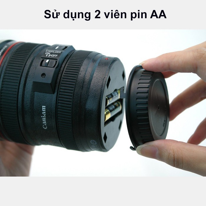 Cốc Cà Phê Tự Động Khuấy Có Nắp Hình Ống Kính Lens Máy Ảnh