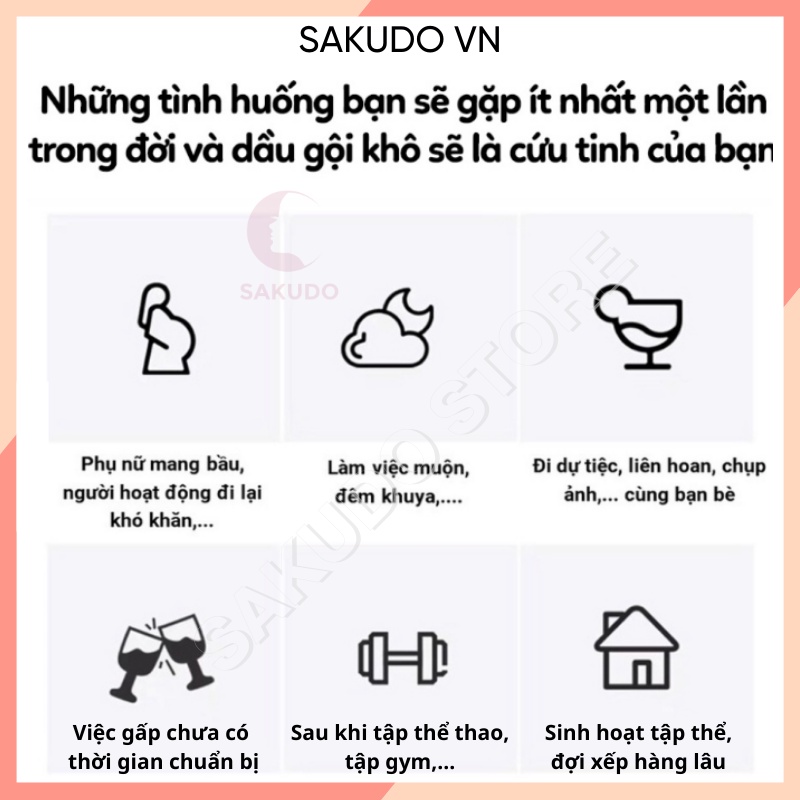 Dầu gội khô hết ngứa, hết bết dính tóc, tóc bồng bềnh tức thì, dầu gội khô dạng xịt 150ml SKD032