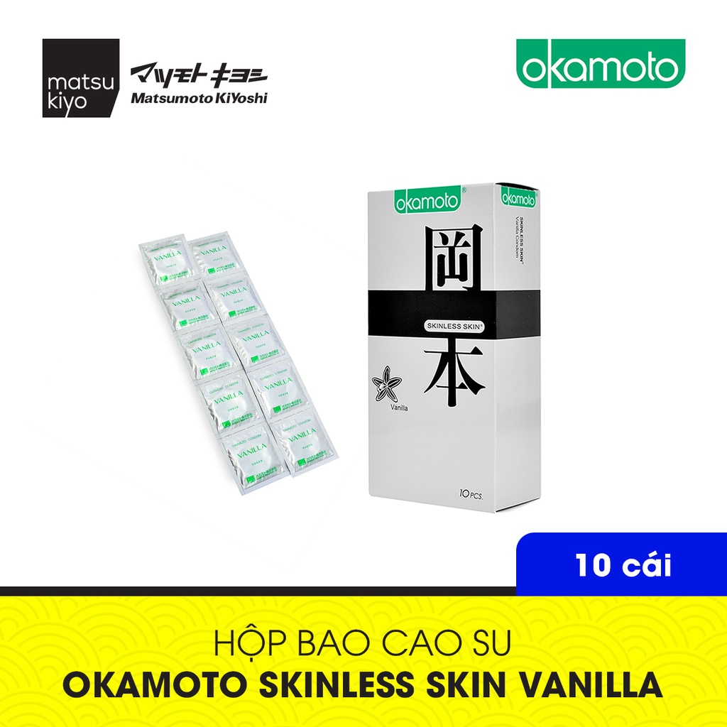 [Mã BMBAU50 giảm 7% đơn 99K] Bao Cao Su Okamoto Skinless Skin Vanilla Hương Vani matsukiyo