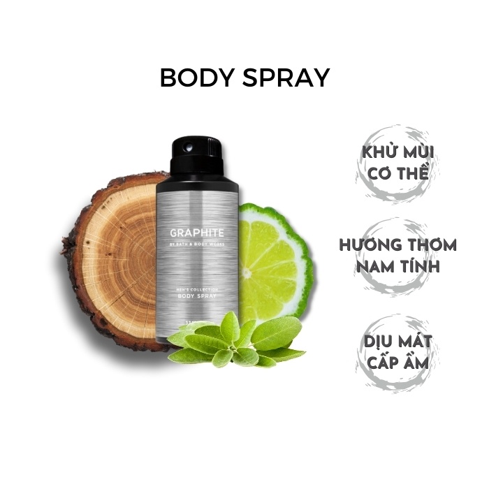 Bộ sản phẩm Sữa tắm gội Xịt thơm toàn thân hương nước hoa cho nam Bath and Body Works – GRAPHITE