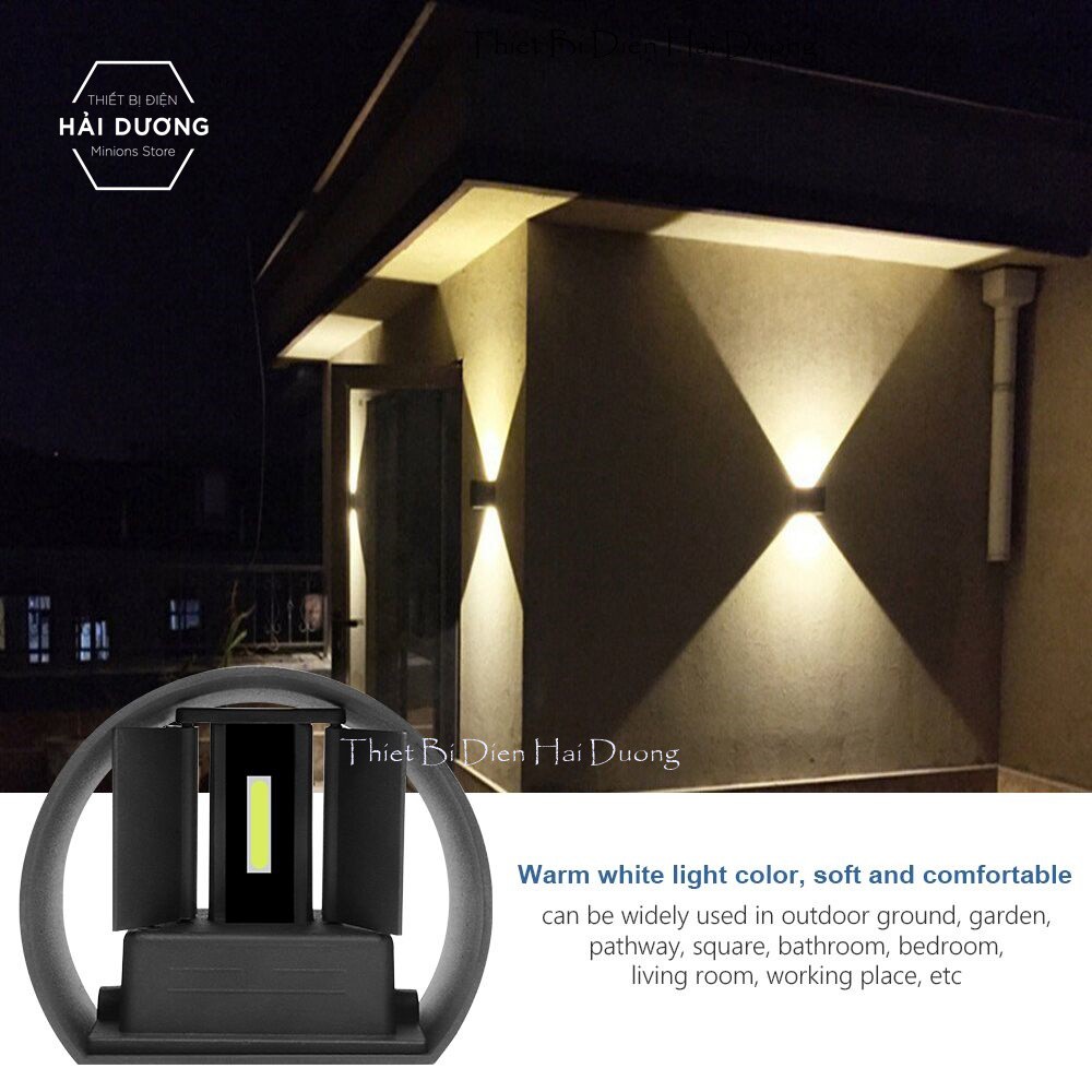 Combo Bộ 3 Đèn Tường Led Tròn Chống Nước Thân Nhôm 378 - 7w gắn tường cầu thang phòng khách cổng nhà sang trọng