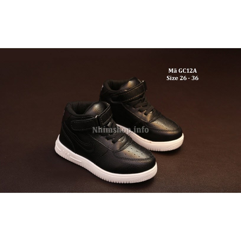 Giày sneaker màu đen cho bé 3 - 10 tuổi GC12 đen