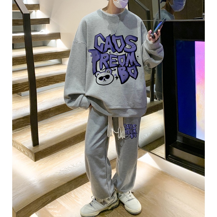 Set Áo Thun Dài Tay Và Quần Dài Thời Trang Nam Tính