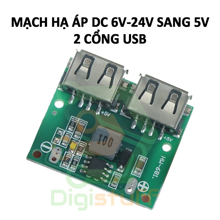 Mạch hạ áp DC 6V - 24V xuống 5V 2 cổng USB dùng chế sạc dự phòng hoặc sạc điện thoại trên xe máy