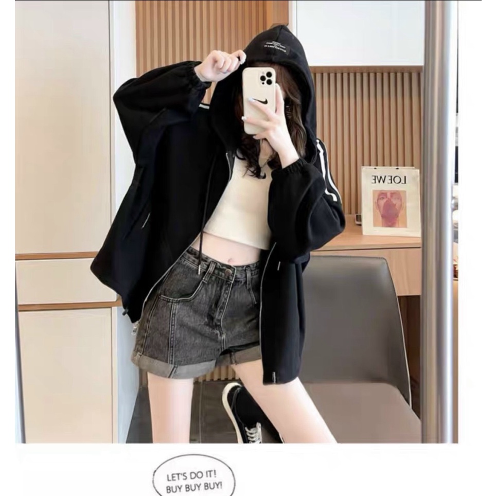 ÁO HOODIE NỮ PHỐI VIỀN SỌC TAY THỜI TRANG ĐẸP NHƯ MƠ
