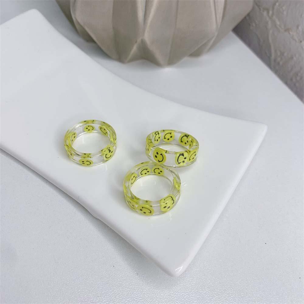 Nhẫn Acrylic Họa Tiết Hoạt Hình Màu Kẹo Phong Cách Vintage Hàn Quốc