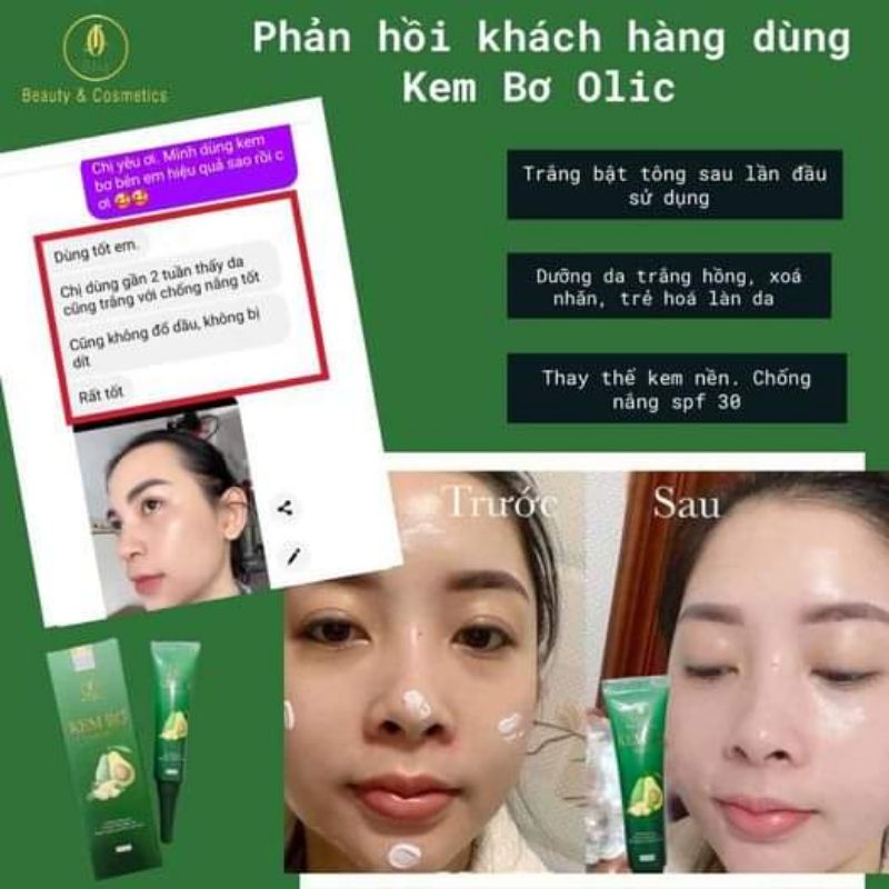 Combo 2 Kem Bơ Olic - kem Bơ cấy trắng Nano Olic chính hãng