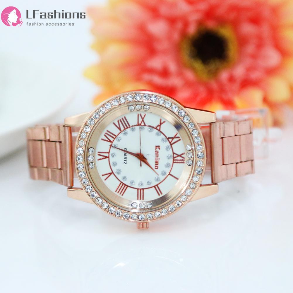 Đồng Hồ Analog Máy Quartz Nữ Đính Hột Xoàn Dây Thép Không Gỉ