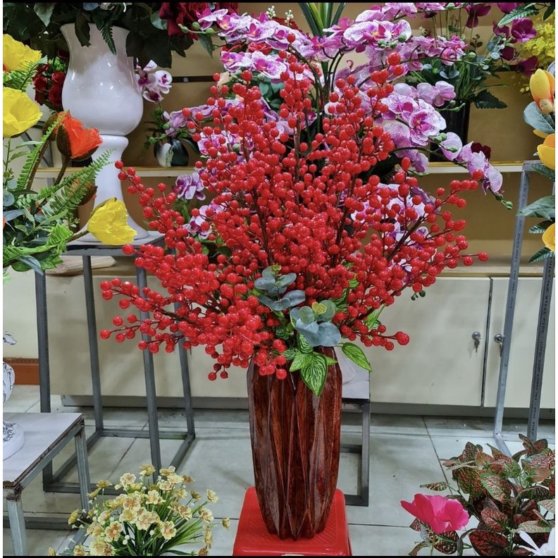 Bình cắm Hoa composite Ly Trám (Cắm hoa lụa, cắm lông công) Cao 39cm