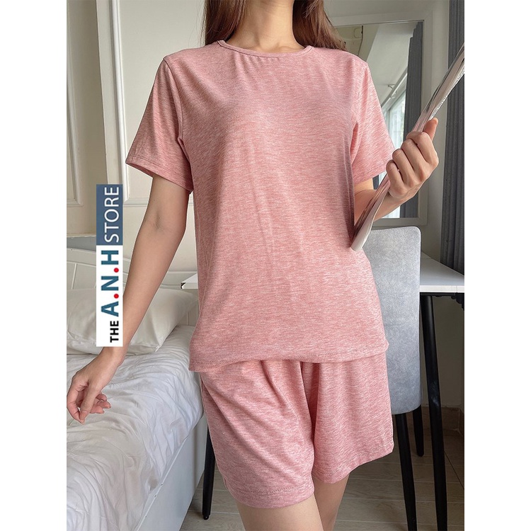 Bộ mặc nhà nữ chất thun lạnh ANHSTORE , chất thun lạnh trơn thời trang