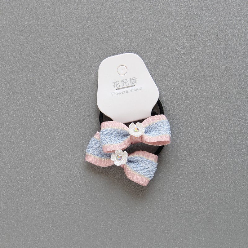 Set 2 Dây Buộc Tóc Co Giãn Đính Nơ Hoa Kiểu Công Chúa Mới Cho Bé Gái
