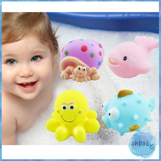 Baby Bath Squeaky Toys Corlorful Rubber Marine Animals Pack of 4 Pieces