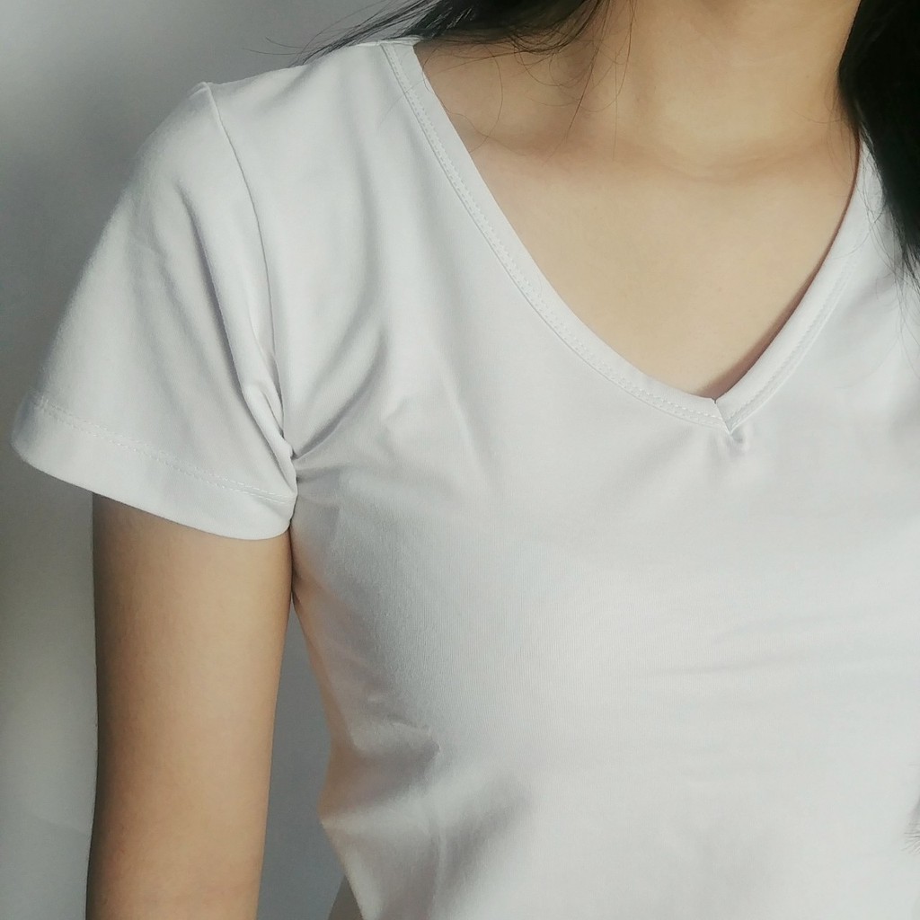 Áo thun cổ tim nữ trơn tay ngắn KING Áo phông ngắn tay nữ chất vải cotton co giãn thấm hút mồ hôi tốt V06