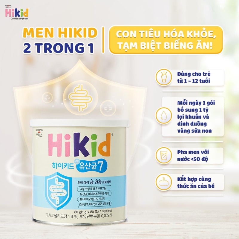 Sữa non kết hợp với men vi sinh Hikid 2 in 1 Hàn Quốc date mới